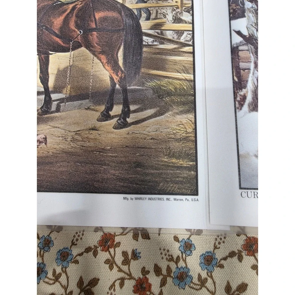 Vintage Currier &‎ Ives Placemats Whirley Industries Set of 4 Farmhouse Decor